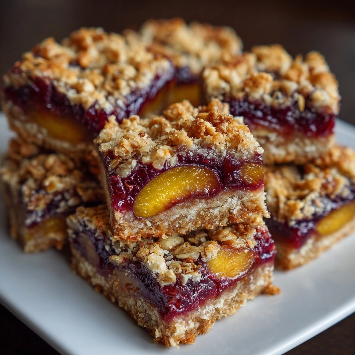 Imagine the sweet plum aroma of these homemade Early Fall Plum & Walnut Oat Bars.