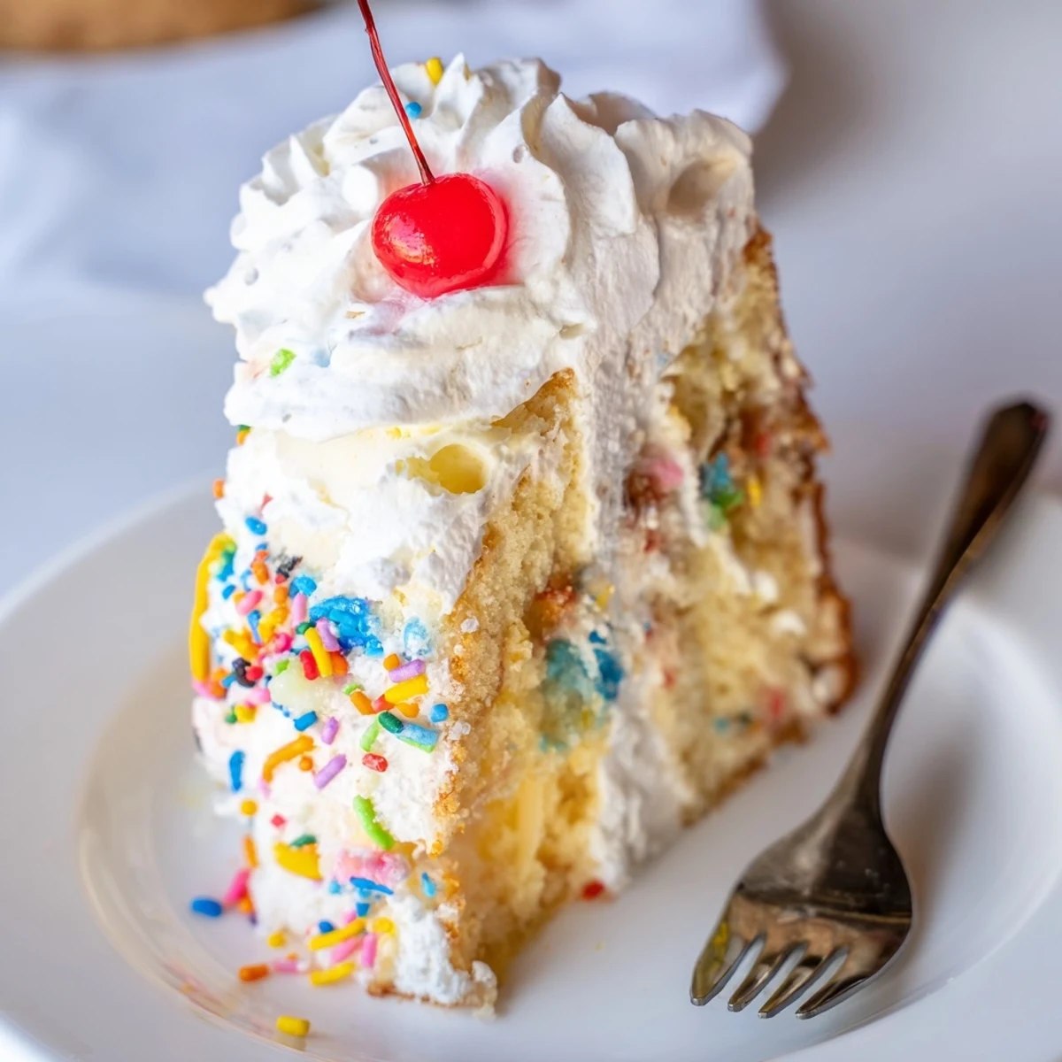 Celebrating sweet moments with Silly Cake Soda Float Bake, topped with fluffy whipped cream.  
