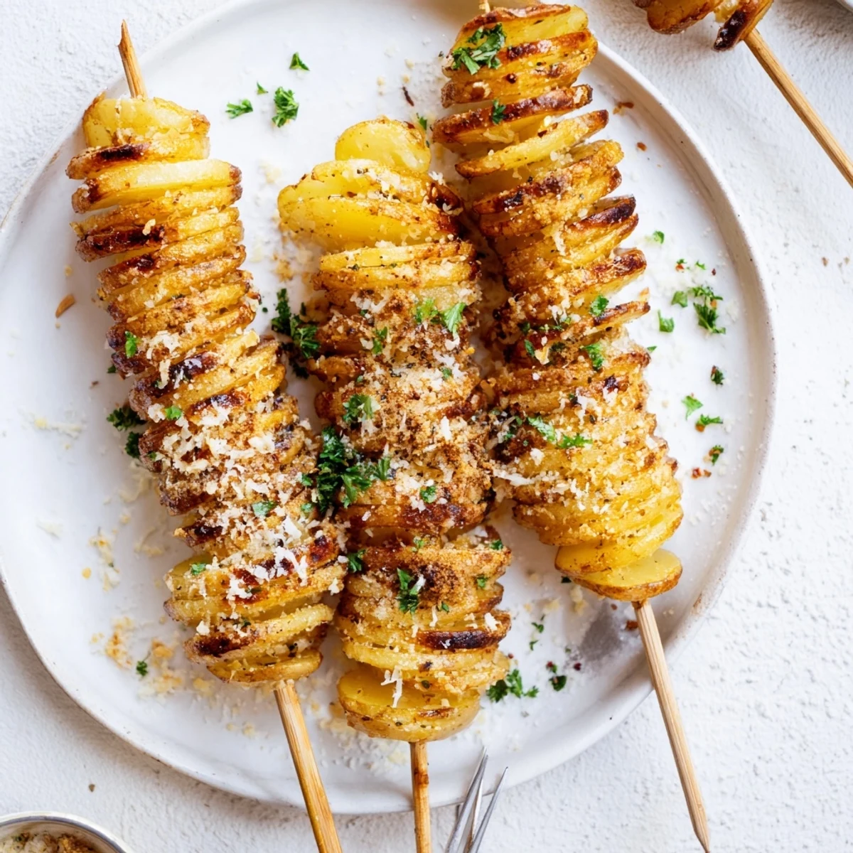 Healthier tornado potatoes, beautifully seasoned, ready for a fun family snack experience.