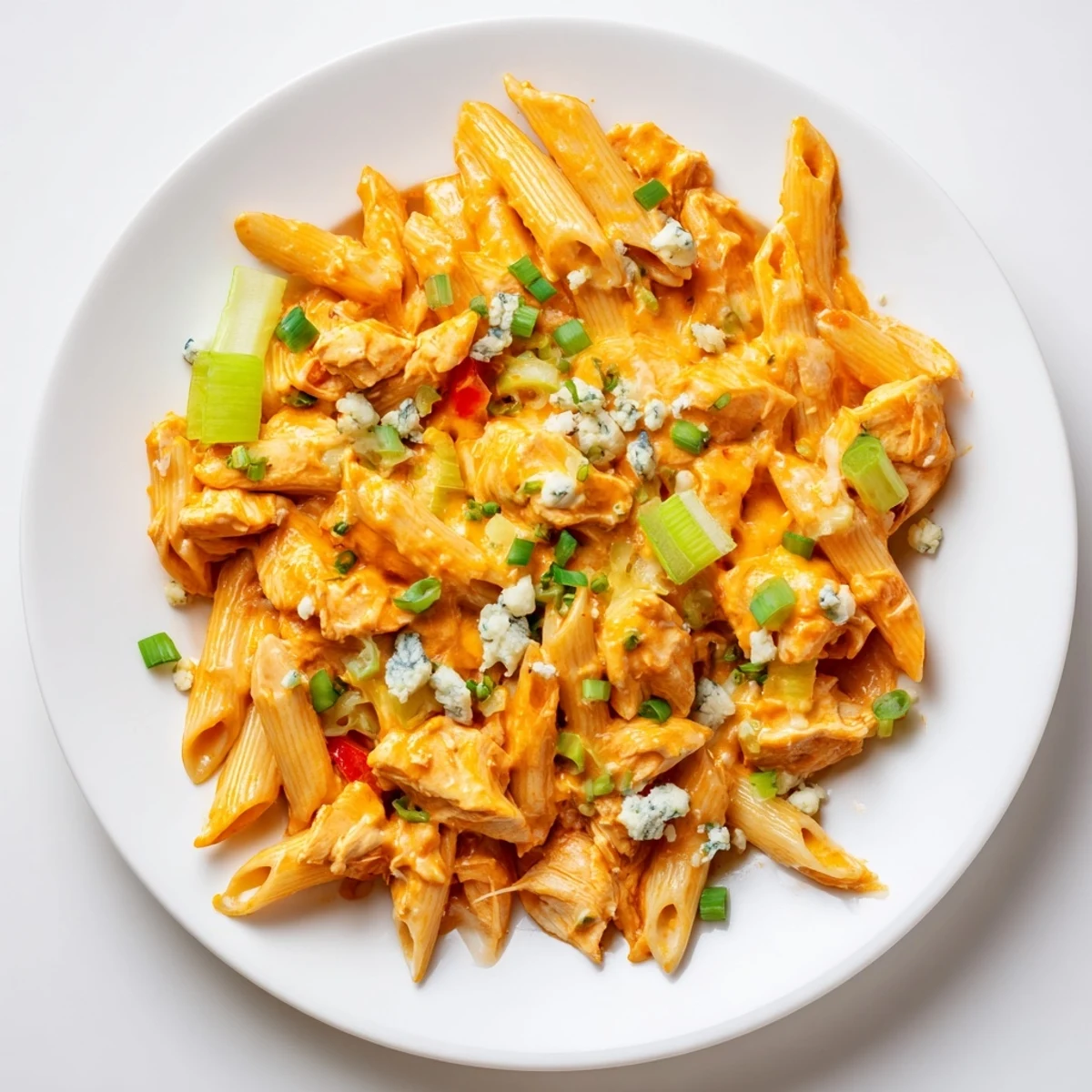 Buffalo Chicken Pasta Skillet, a creamy, cheesy skillet dish, perfect for a flavorful weeknight meal.