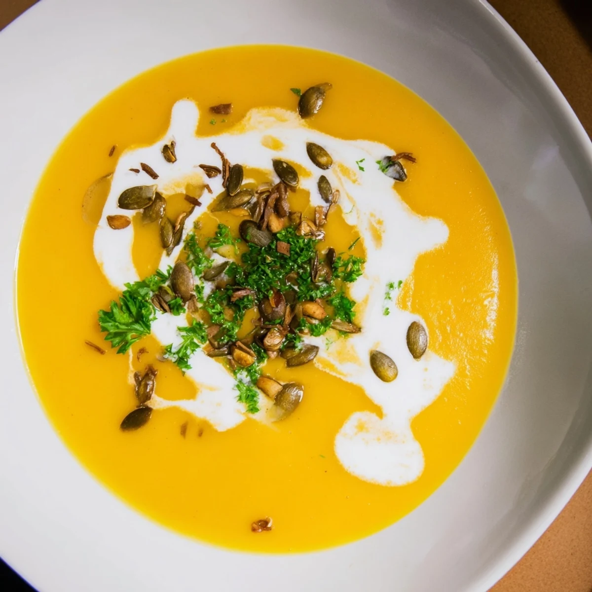 Creamy, smooth butternut squash and pear soup, perfect for cozy fall dinners; a simple pleasure.