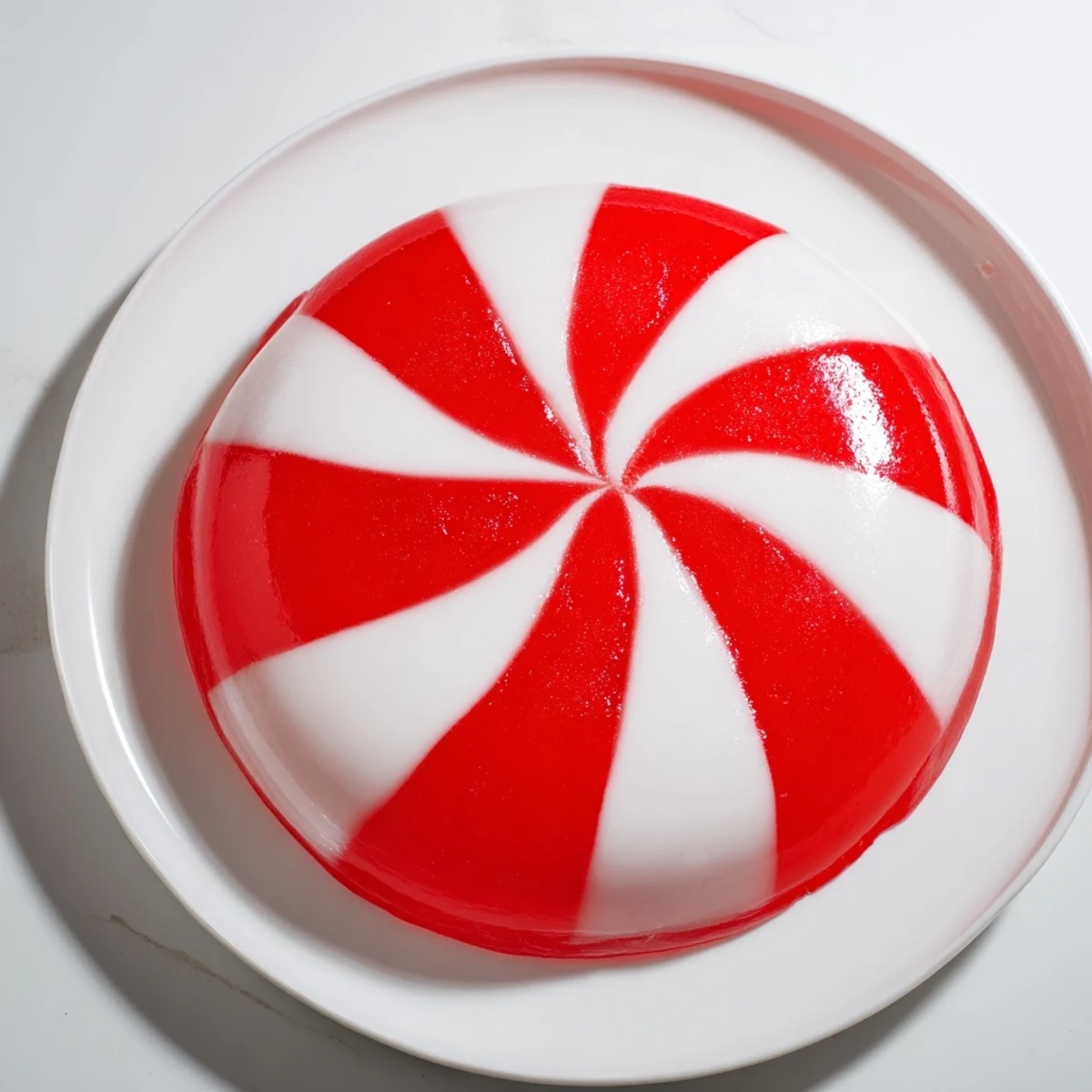 A glistening no-bake peppermint candy bowl ready to be filled with treats and candies.