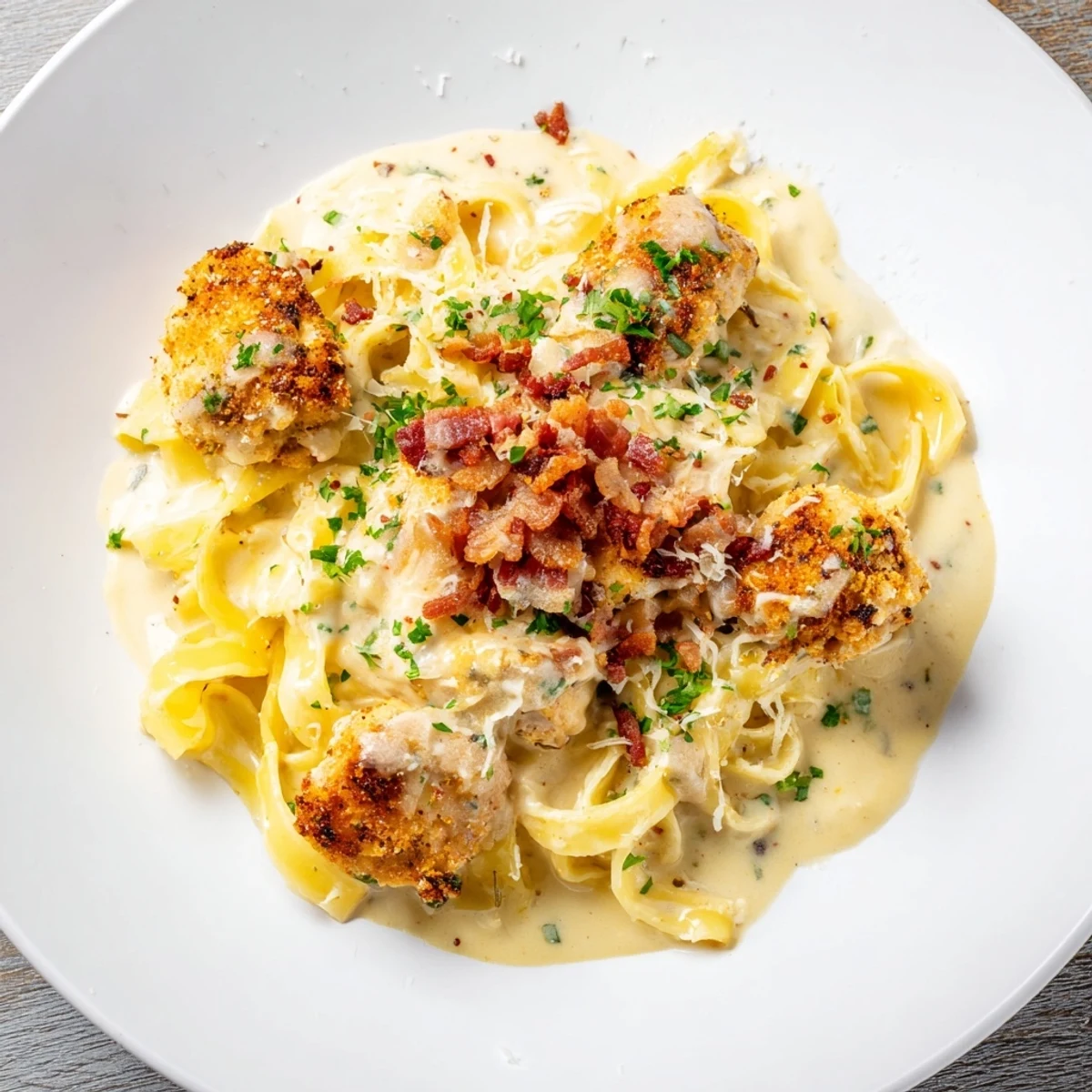 This creamy Southern Style Parmesan Chicken Pasta features tender chicken atop a luxurious parmesan sauce, perfect for dinner.