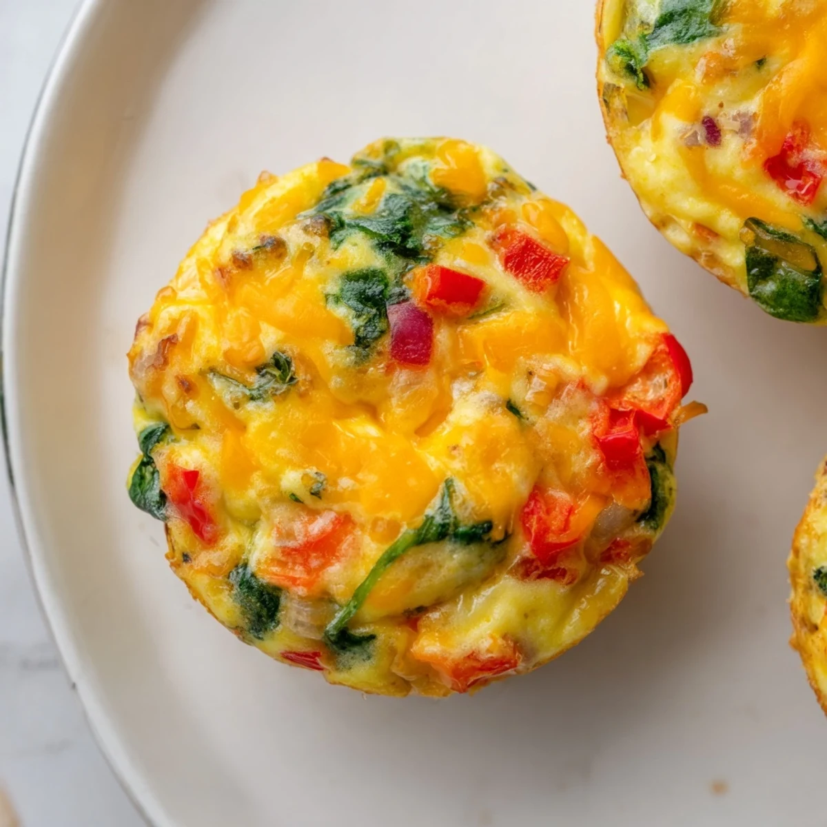 A close-up shows fluffy, baked Easy Christmas Morning Egg Muffins ready to serve for a quick, wholesome breakfast.