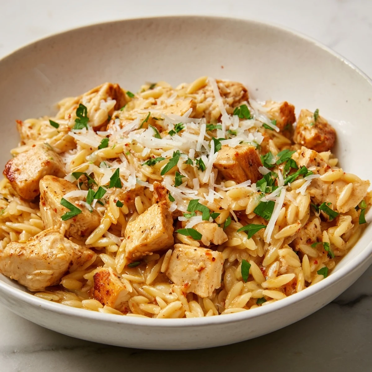 Imagine the steaming One-Pot Cajun Chicken Alfredo Orzo: a quick, easy weeknight dinner with vibrant flavors.