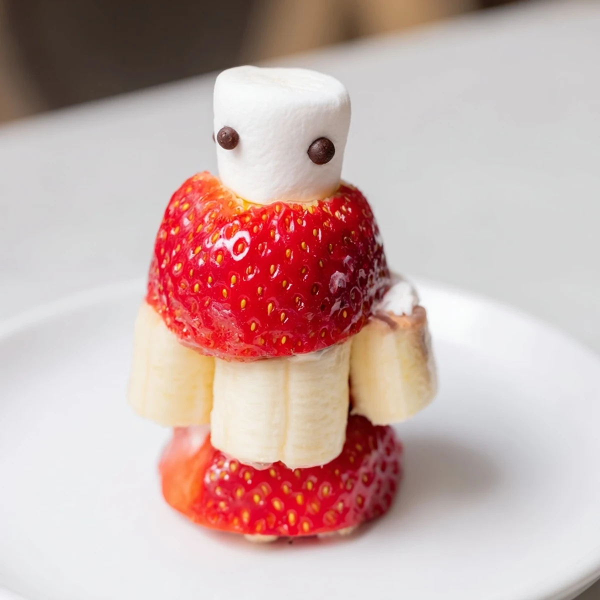 Perfect Strawberry Banana Santa Sticks: red strawberry hats with creamy banana faces, ideal for kids’ snacks.