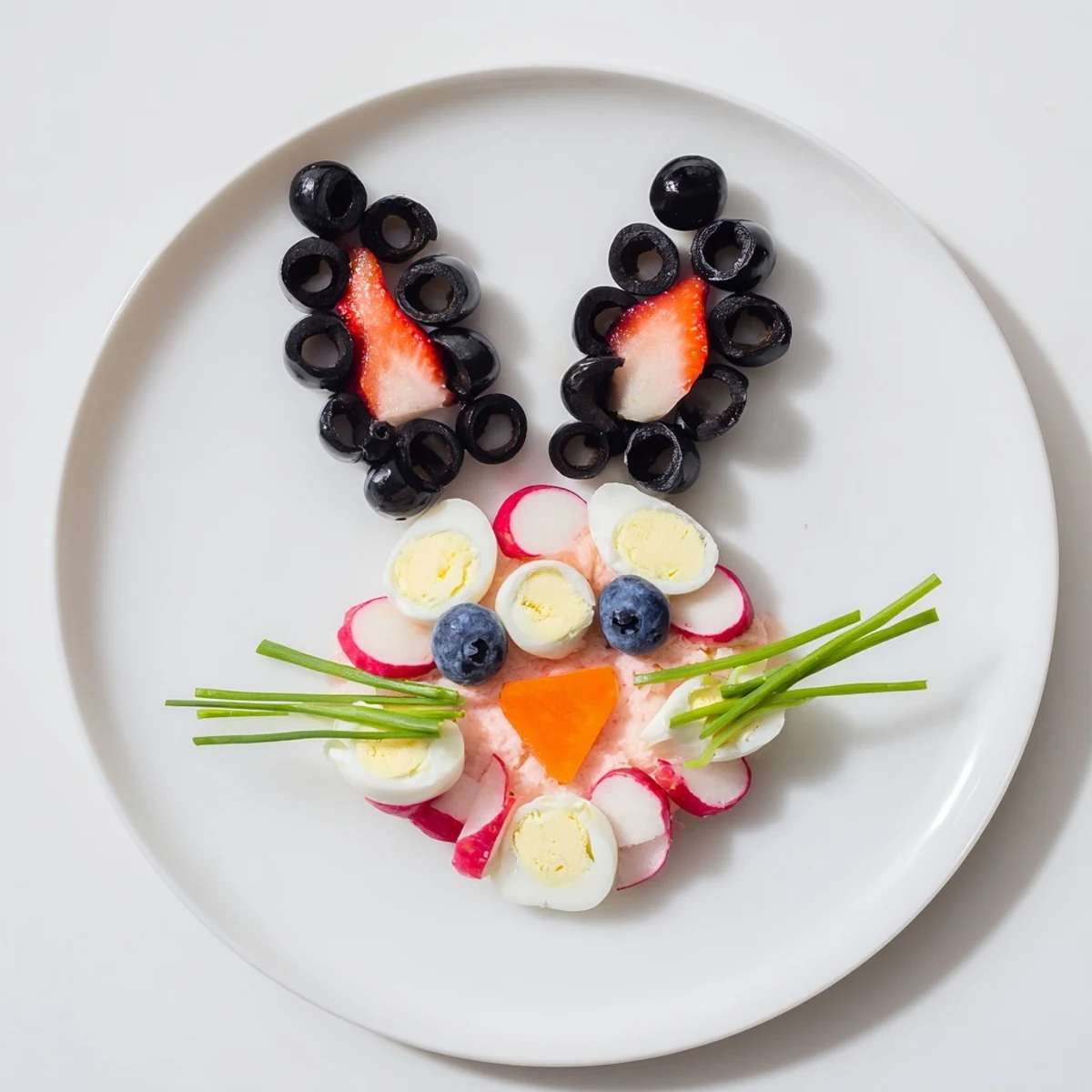Bunny Silhouette appetizer with vibrant pink and white fillings, perfect for an Easter or spring party.