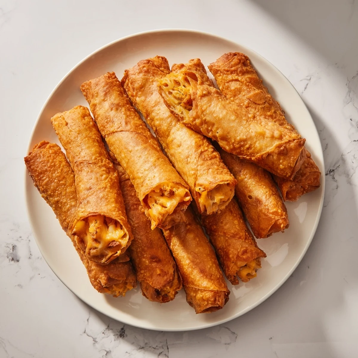 Golden-brown Tinis Mac and Cheese Lumpia Rolls offer a delightful crunch, packed with cheesy, creamy goodness.