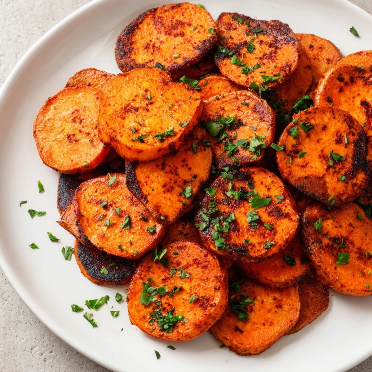 Golden-brown Cajun roasted sweet potatoes, a flavorful side dish, ready to savor and enjoy.