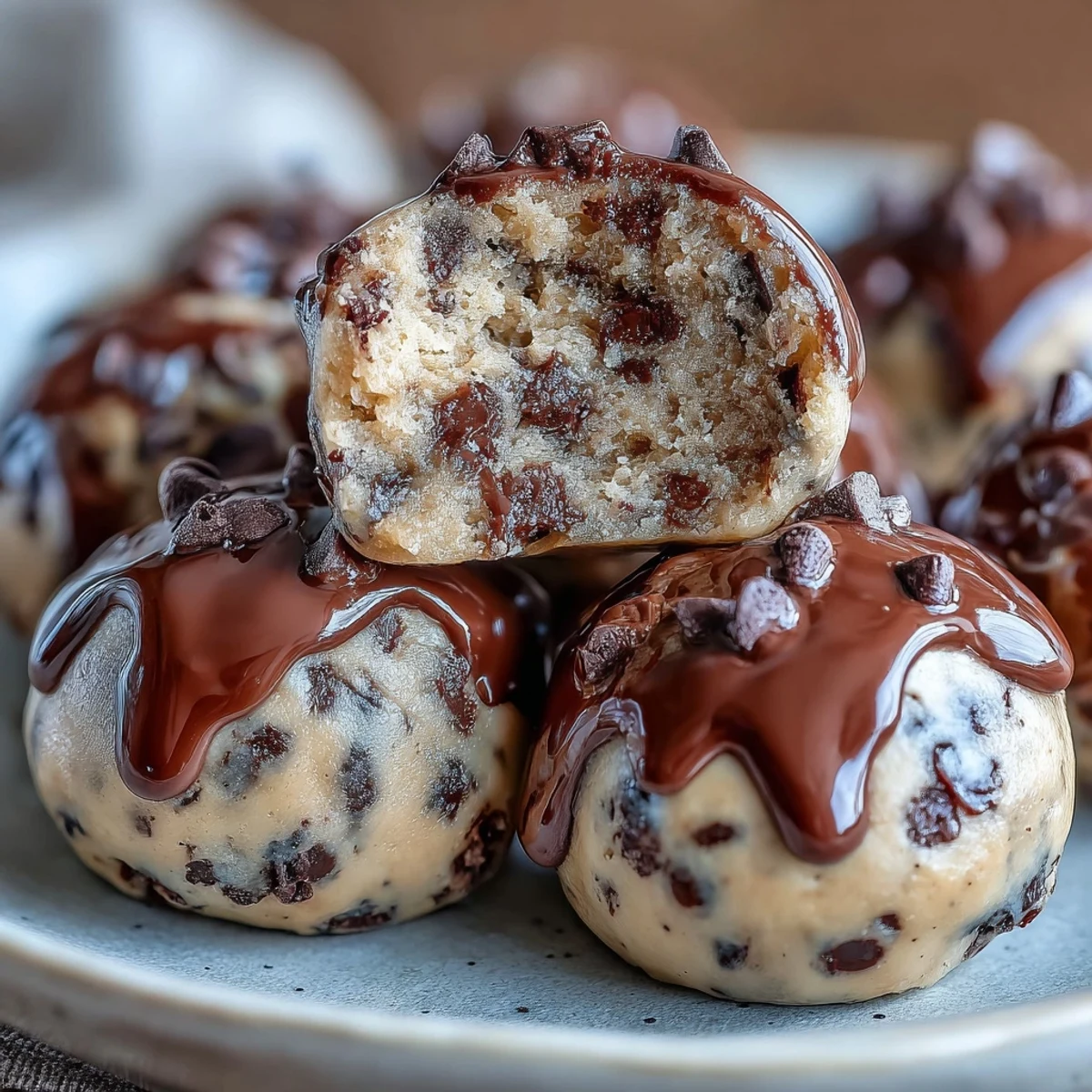 Vegan chickpea cookie dough bites with dark chocolate chips, a protein-packed, no-bake treat that's wholesome and satisfying.