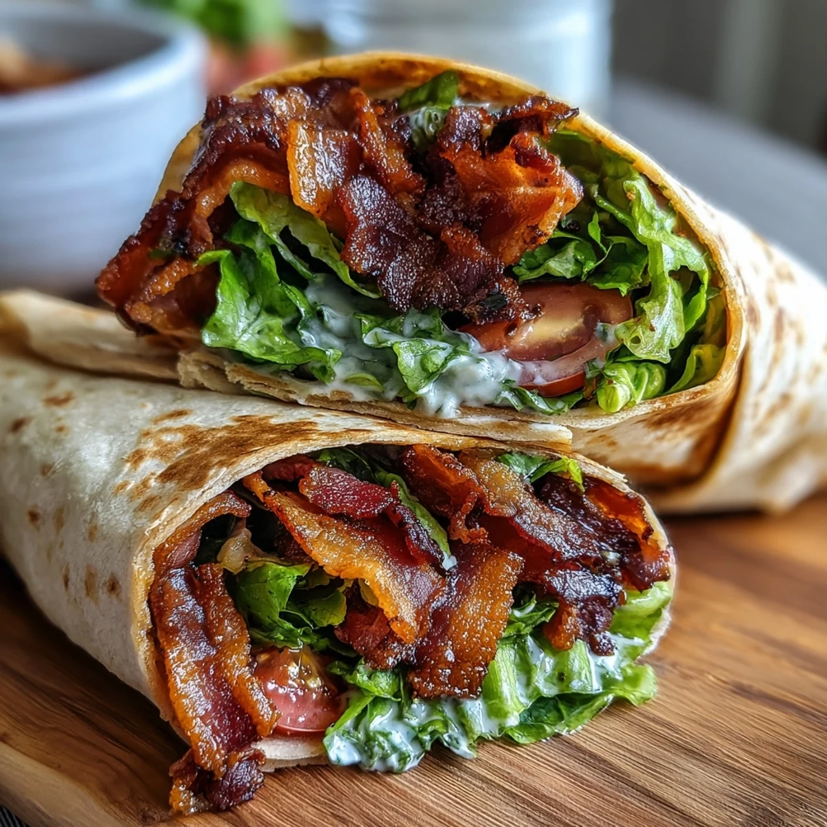 Perfect for lunch or dinner, these wraps combine crispy bacon, marinated tomatoes, and secret sauce in a satisfying low-carb tortilla.