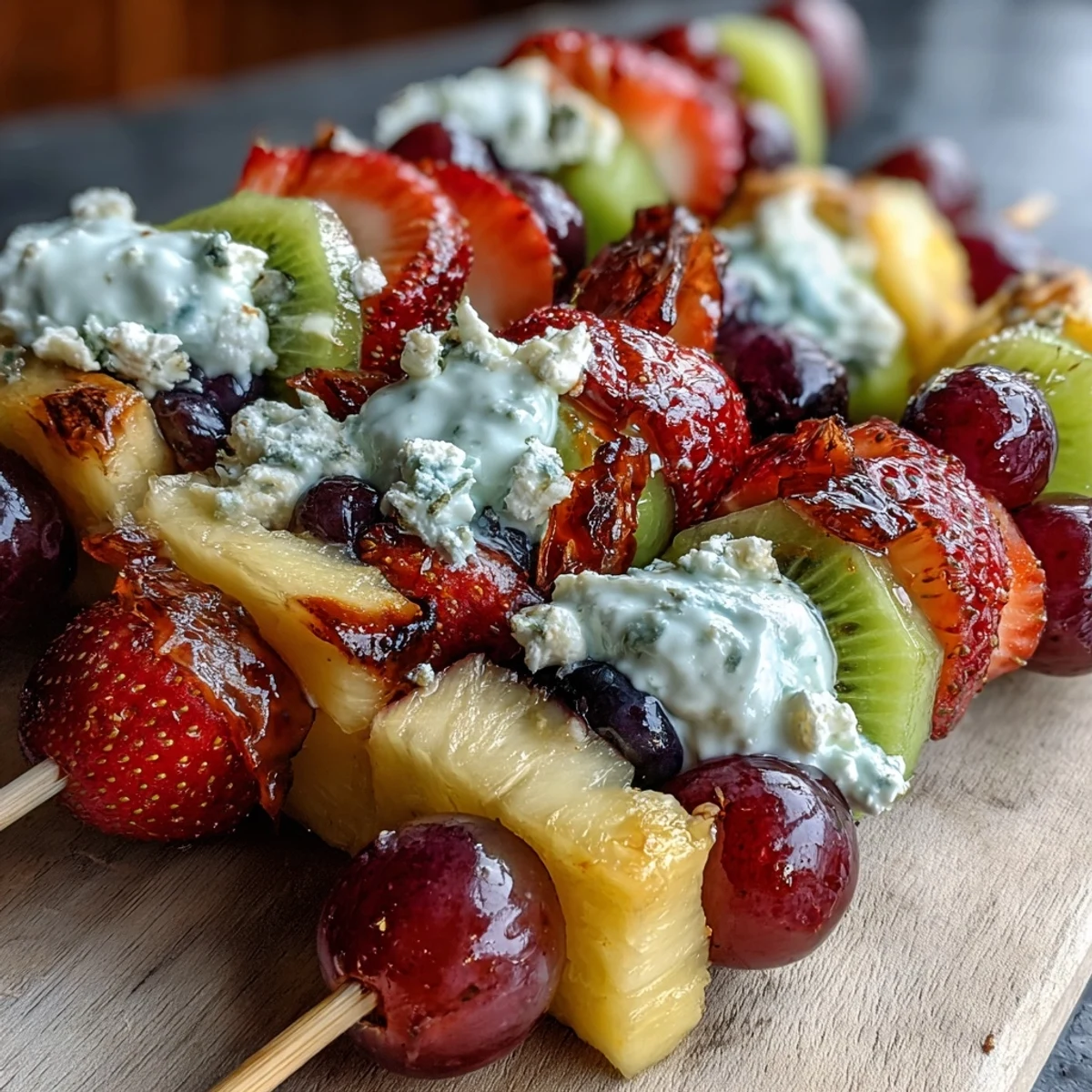 Vibrant Rainbow Fruit Kabobs with Yogurt Dip