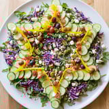 Vibrant Star of David Salad with feta cheese, olives, and a zesty lemon dressing, ready to serve.