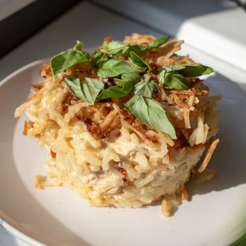 Golden-brown Marry Me Chicken Sushi Bake Cups, creamy orzo and chicken baked in muffin tins, ready to eat!