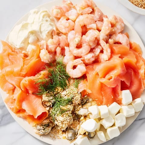 Vibrant Wave Rider Surfer Snack Board featuring smoked salmon, fresh fruit, and crisp vegetables served on a platter.