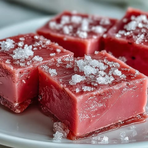 Perfectly set guava cheese cut into neat diamond shapes, ideal for serving alongside tea or coffee.