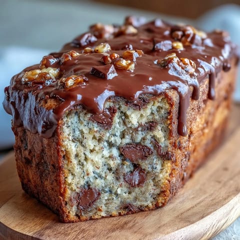 A wholesome banana bread with protein powder, studded with dark chocolate chips and walnuts, baked golden and moist for a healthy treat.
