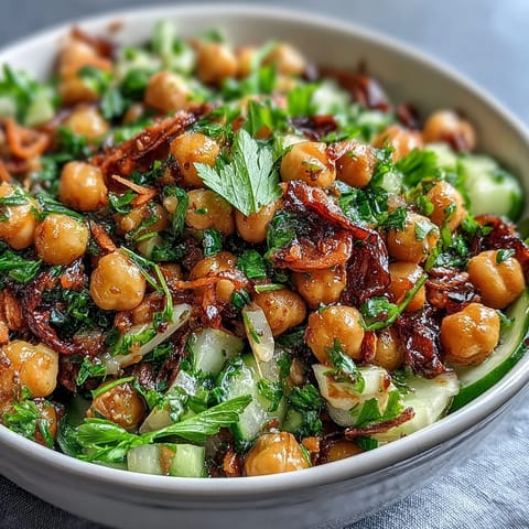 Crunchy celery and chickpea salad with Dijon vinaigrette, bursting with fresh herbs and a tangy mustard dressing.