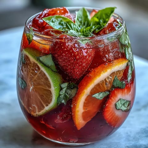 Strawberry Basil Sangria Mocktail