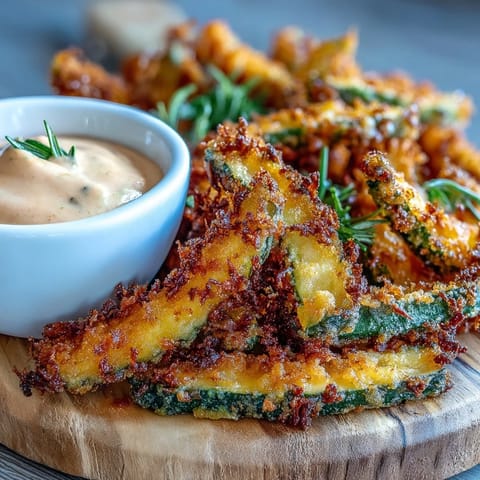 Crispy air fryer pickle fries served with creamy, zesty spicy mayo for dipping.