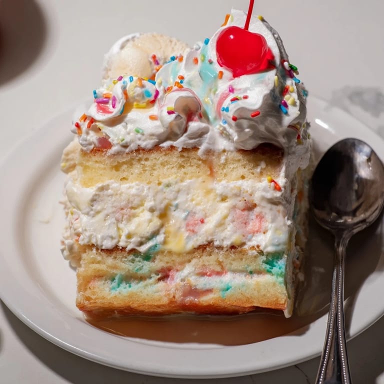 Delight in a slice of Silly Cake Soda Float Bake, bursting with fizzy flavor.  