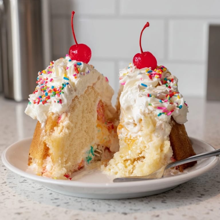A whimsical Silly Cake Soda Float Bake, perfect for parties with vibrant sprinkles.