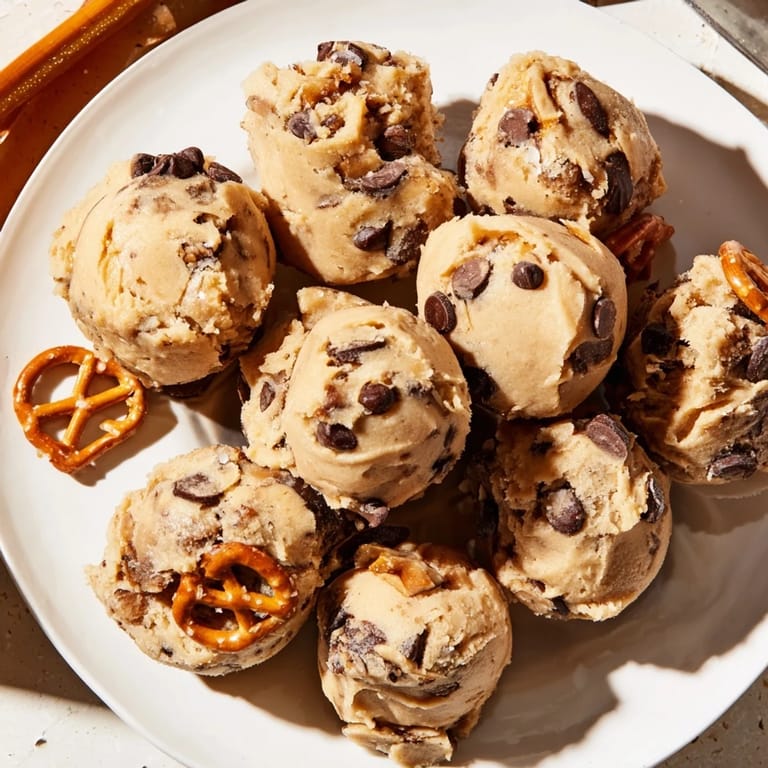 Chewy no-bake root beer fudge cookie dough balls, perfect for a sweet treat.