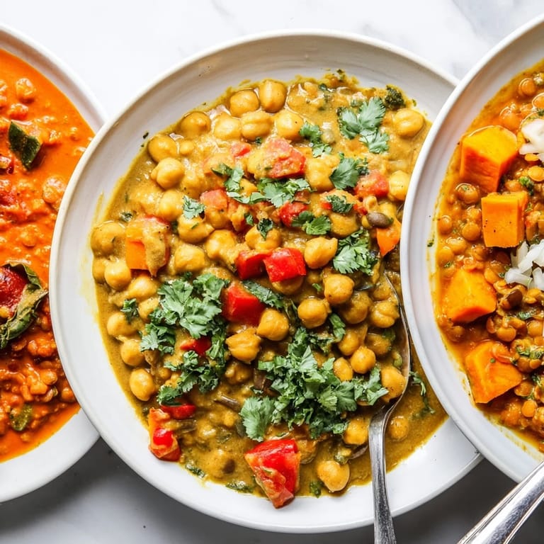 Colorful Caribbean Sweet Potato Curry bursting with flavor, served with rice or naan.