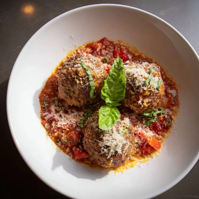 Golden, bubbly cheese covers a hearty Italian Meatball Pasta skillet, a perfect family dinner.