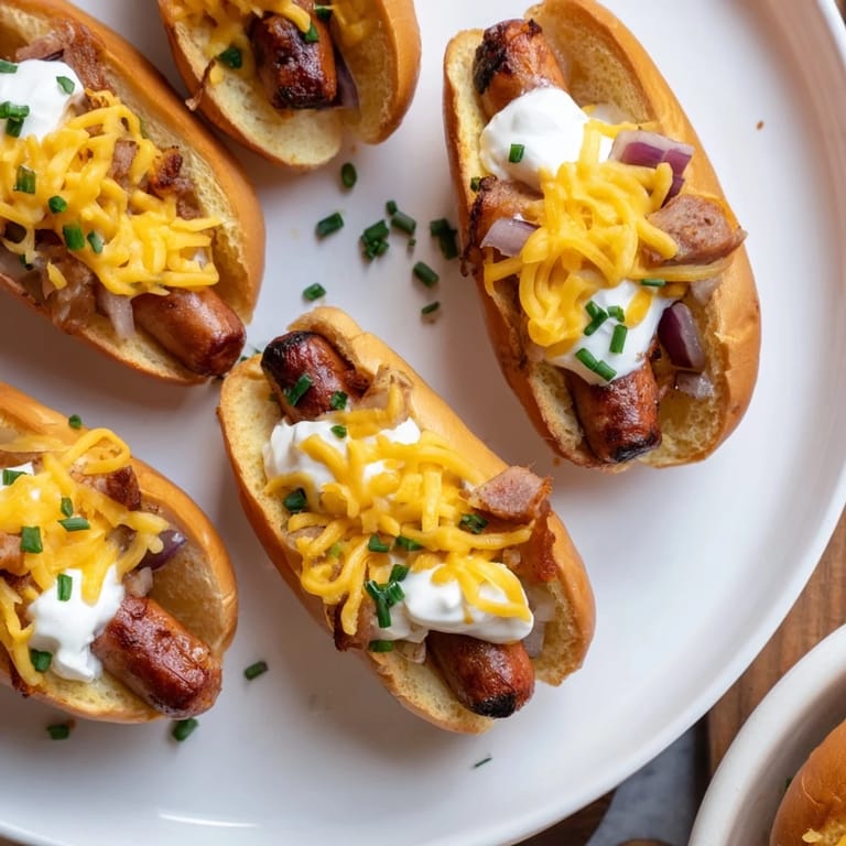 Golden-brown Chili Dog Casserole, with melted cheese and hot dog pieces, a perfect comfort food meal.