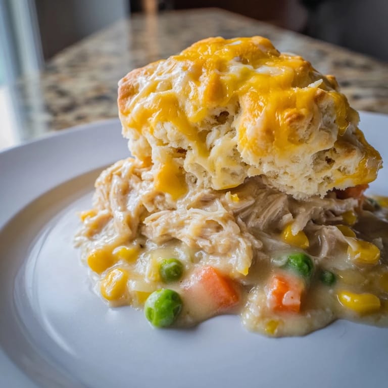 A flavorful, single-pan One-Pan Chicken Cobbler with a rich, creamy chicken filling and cheesy biscuits.