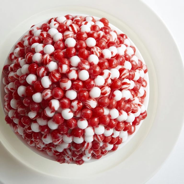 A beautiful, clear photo of the finished No-Bake Peppermint Candy Bowl, ready for gifting.