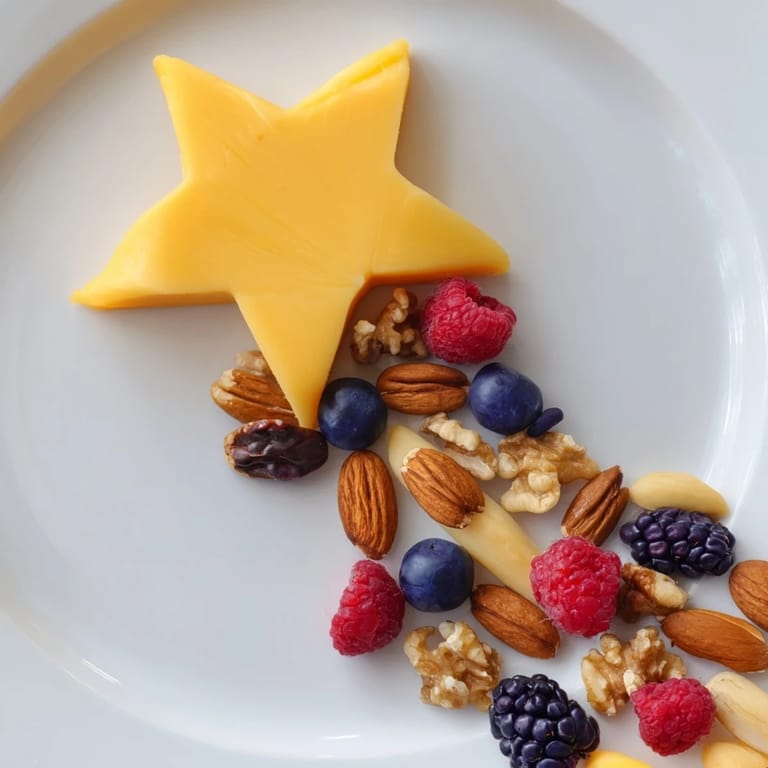 Beautifully arranged Shooting Star Cheese Board: a delicious celebration appetizer, visually stunning and flavorful.