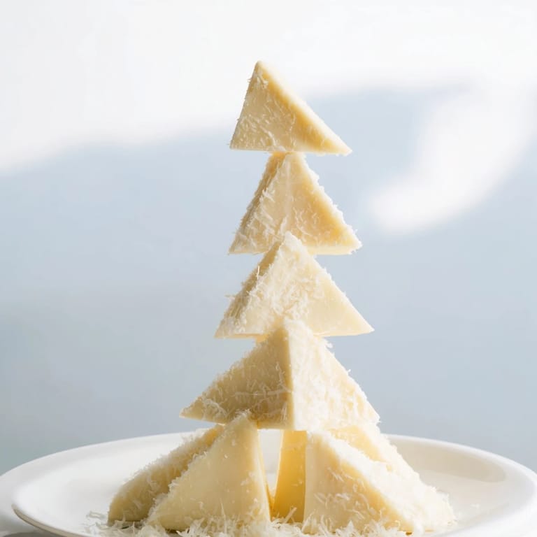 This beautiful Snowcapped Range appetizer features Brie cheese, Parmesan "snow," and fresh thyme sprigs.