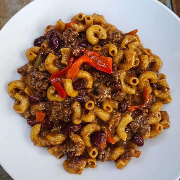 Close-up shot shows the flavorful one-pot ditalini recipe with its tender pasta swimming in sauce.