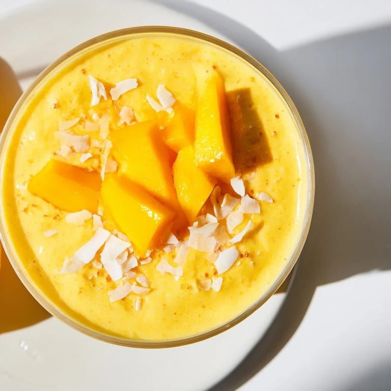 This creamy, golden Mango Turmeric Smoothie is bursting with tropical flavors, ready to sip and enjoy.