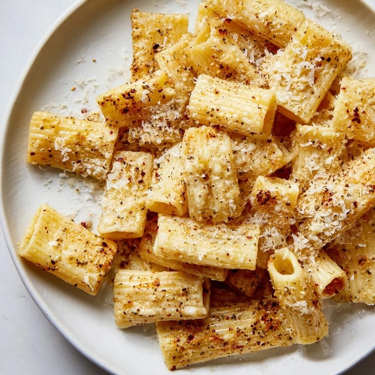 Crispy, savory Crunchy Parmesan Pasta Chips, ideal for snacking, with a dusting of golden Parmesan and spices.