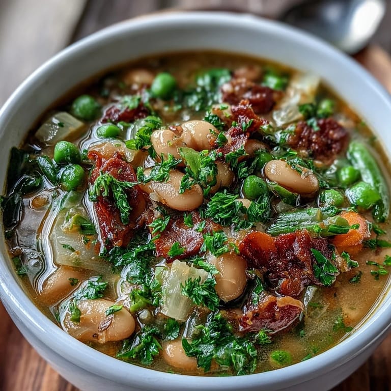 Comforting ham and lima bean soup with a golden broth, diced ham, and hearty vegetables—perfect for chilly days.
