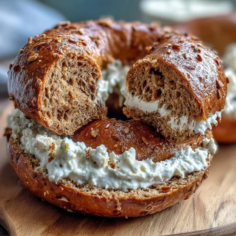 Honey whole wheat protein bagels with fluffy yogurt dip, golden and chewy, served with a light, creamy honey-lemon yogurt spread.