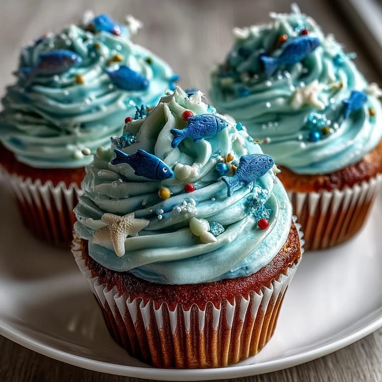 Adorable Pisces cupcakes decorated with hand-sculpted fondant fish, featuring vibrant colors and edible eyes.