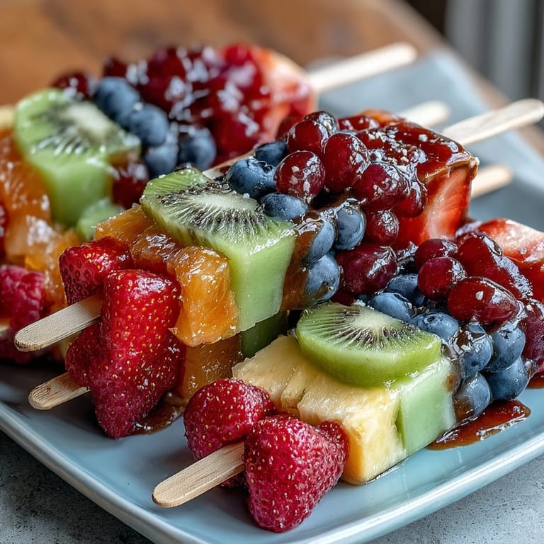 Celebrate St. Patrick's Day with colorful rainbow fruit kabobs served alongside a creamy honey-lime yogurt dip for a refreshing treat.
