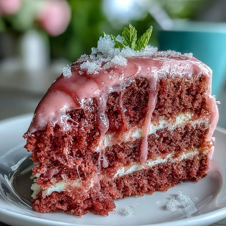 Decadent Rosé Velvet Cake with a glamorous, edible gold drip design.