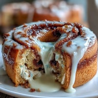 A batch of cinnamon swirl protein bagels topped with creamy vanilla Greek yogurt glaze, perfect for a high-protein breakfast.