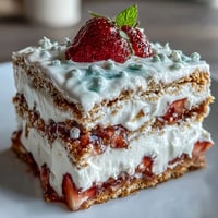 Memorial Day No-Bake Icebox Cake with strawberries, a refreshing layered summer dessert.